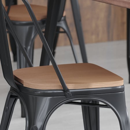 Flash Furniture 4PK Teak Poly Resin Seats for Stools & Chairs, 4PK 4-JJ-SEA-PL01-TEAK-GG
